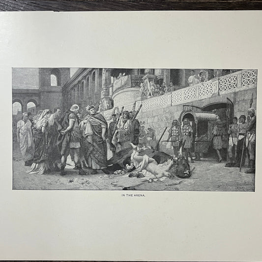 In the Arena Christian Dirce Henryk Siemiradzki Antique Engraving 9x12 V10
