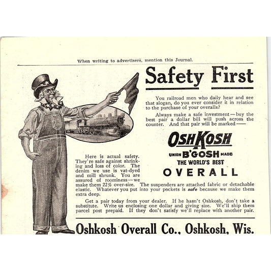 OshKosh B'Gosh Overalls OshKosh WI 1914 Original Ad AF3-10