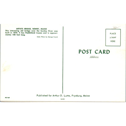 Thurmont Maryland Covered Bridge Postcard PB12