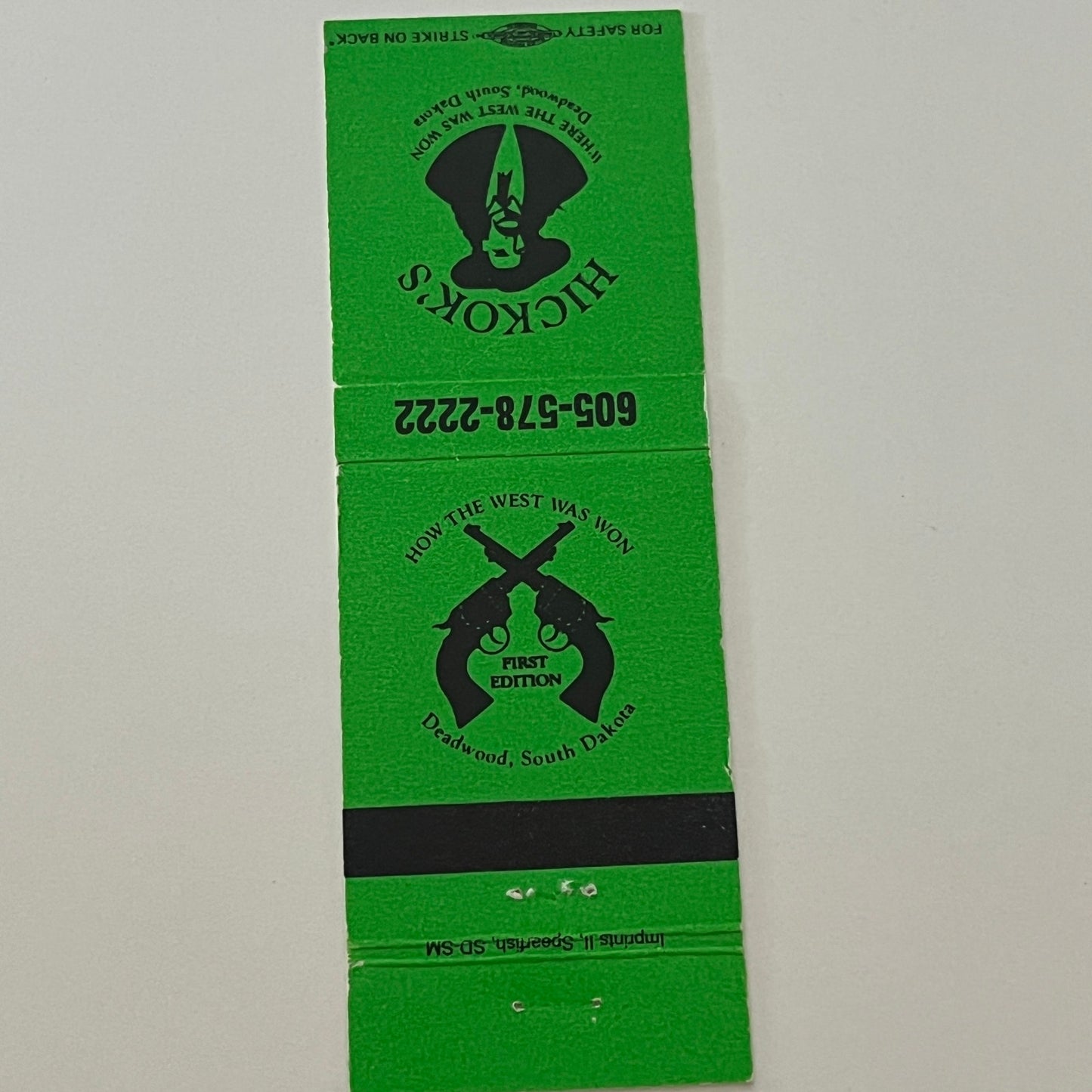 Hickok's Restaurant Deadwood SD Vintage Matchbook Cover TB6-MB2-4