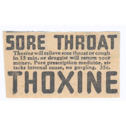 Thoxine Sore Throat Remedy 1935 Minneapolis Journal Advertisement AE7-H3