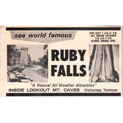 Ruby Falls Lookout Mt. Caves Chattanooga TN 1973 Magazine Ad AD8-B9