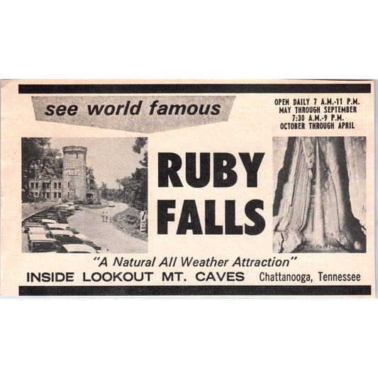 Ruby Falls Lookout Mt. Caves Chattanooga TN 1973 Magazine Ad AD8-B9