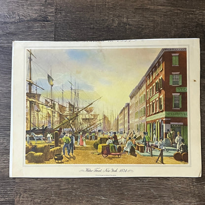 Water Front New York 1834 Vintage Art Print 9.5x13 V5