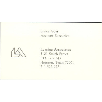 Steve Goss Leasing Associates Houston TX Vintage Business Card SE3-B14