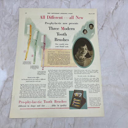 Pro-phy-lac-tic Tooth Brushes Florence MA 1928 Original Advertisement FL6-8