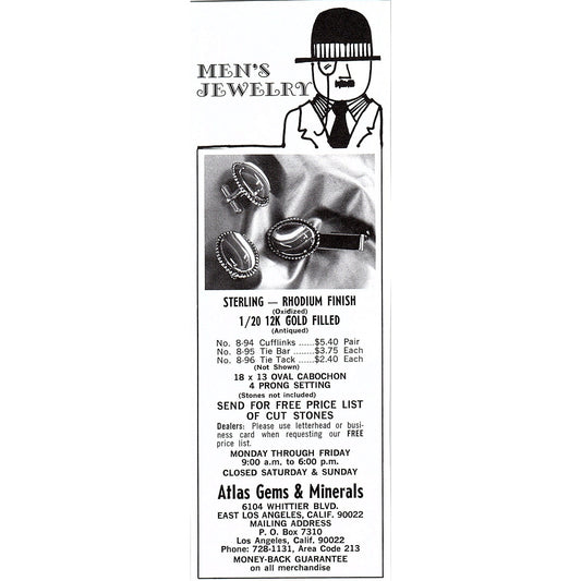 Atlas Gems & Minerals East Los Angeles California 1972 Ad AF8-2
