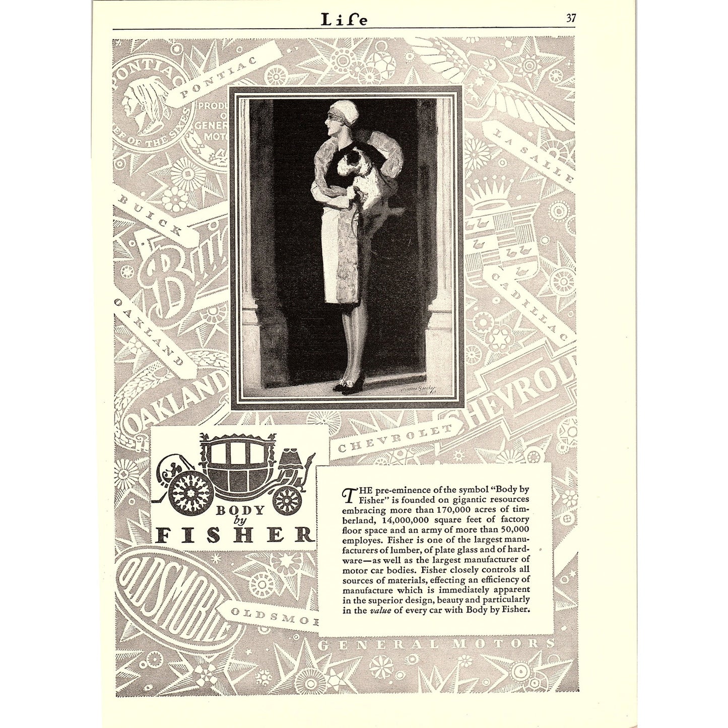 Antique General Motors Body By Fischer Original Magazine Ad Ad 8x10 V4