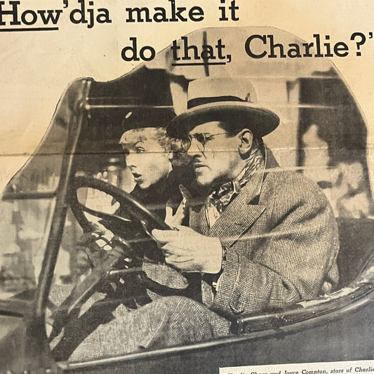 Standard Oil Charlie Chase, Joyce Compton Jack Hylton 1935 Newspaper Ad V1-9