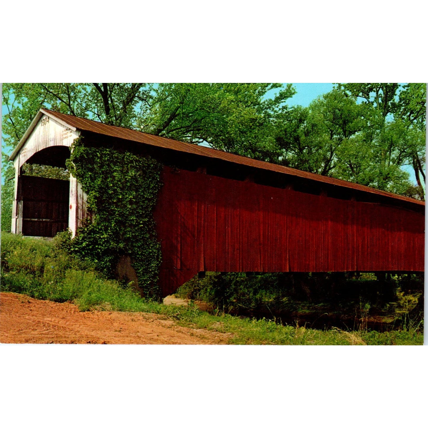 Neet Bridge Parke County IN Rockville Vintage Covered Bridge Postcard PD3