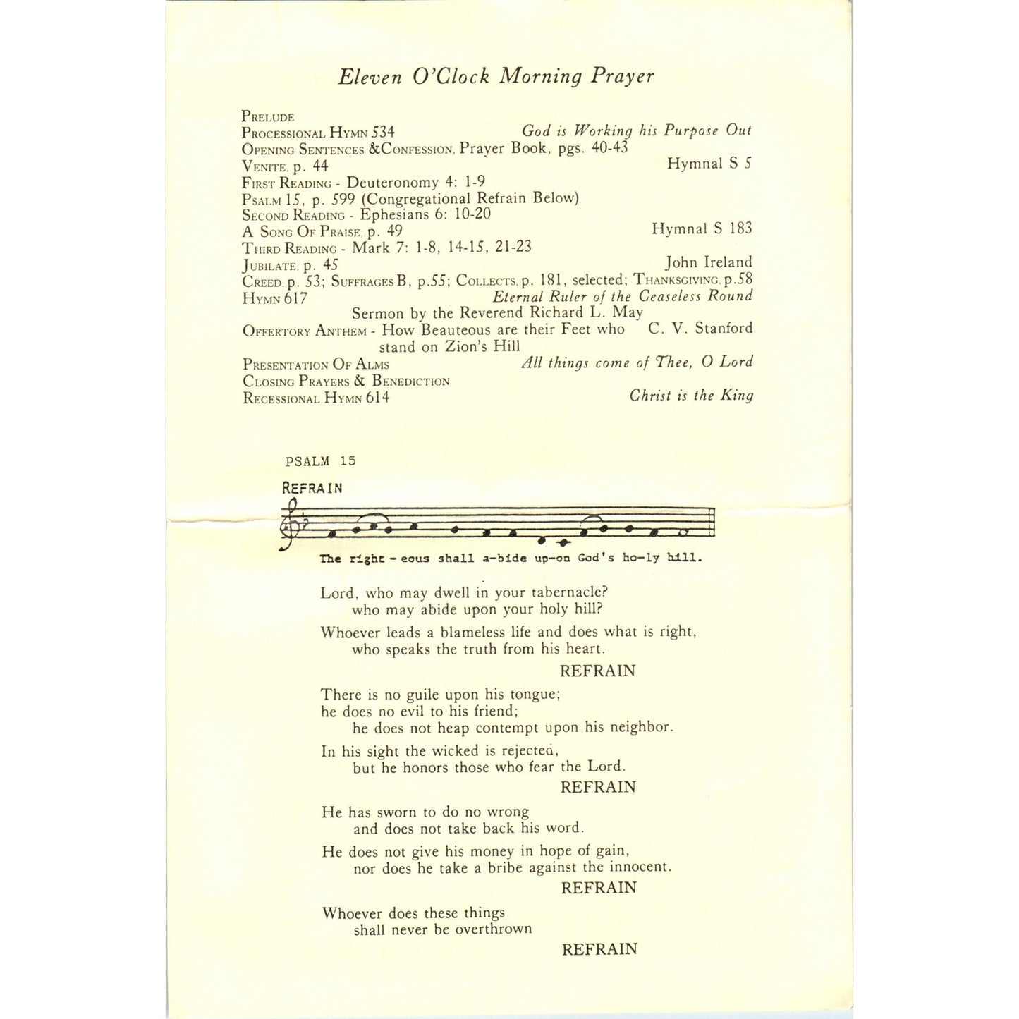 1988 Bruton Parish Church VA 14th Sunday After Pentecost Program AD8-R7