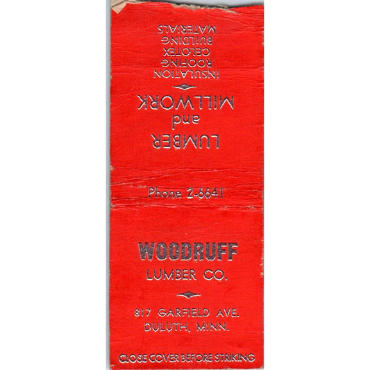 Woodruff Lumber Co Duluth MN Vintage Matchbook Cover SD4-Y14