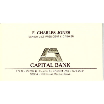 E. Charles Jones Capital Bank Houston Vintage Business Card SC9-B5
