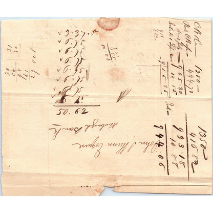 1821 Handwritten Receipt John S Hunn Esq Newburgh Bank AF2-A3