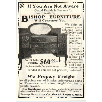 Bishop Furniture Co Grand Rapids MI c1905 Original Magazine Advertisement AE7-A2