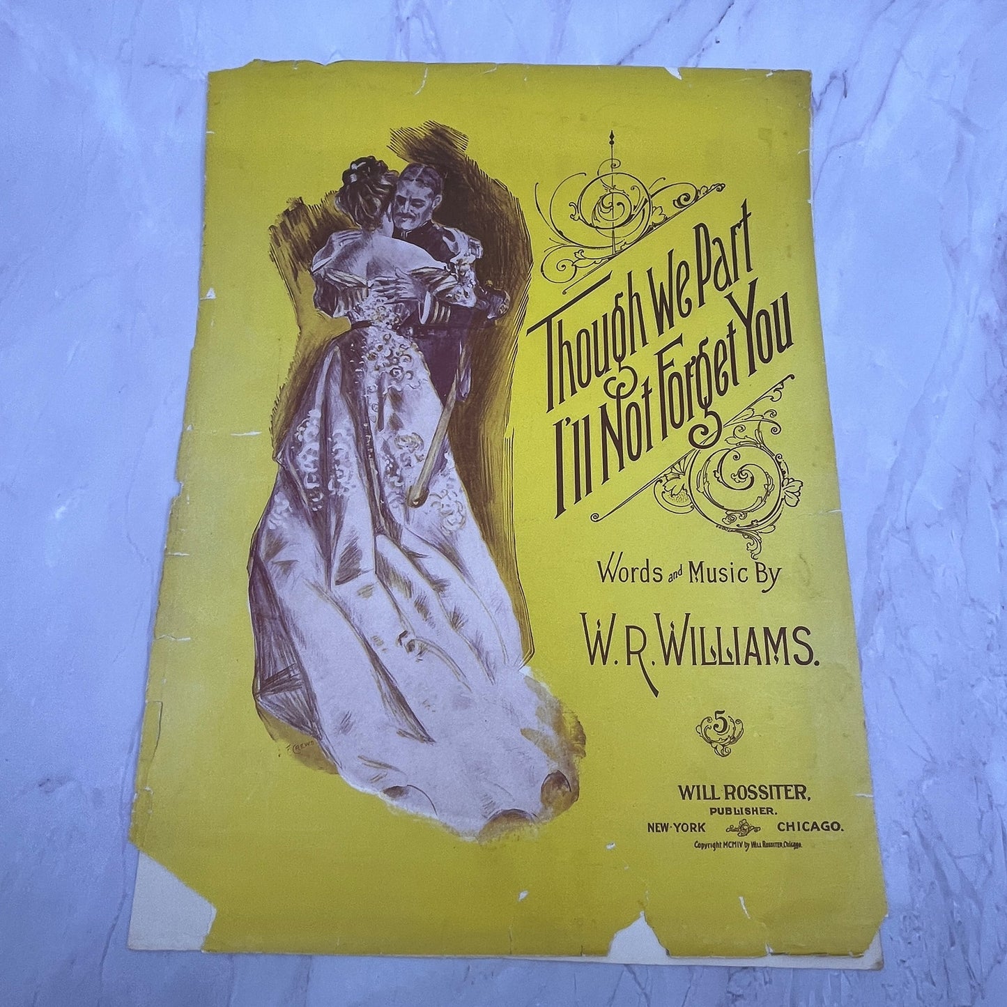 Though We Part I'll Not Forget You W.R. Williams 1904 Sheet Music V15