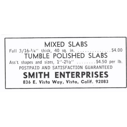 Smith Enterprises Lapidary Vista California 1972 Ad AF8-S4