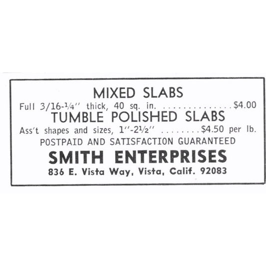 Smith Enterprises Lapidary Vista California 1972 Ad AF8-S4