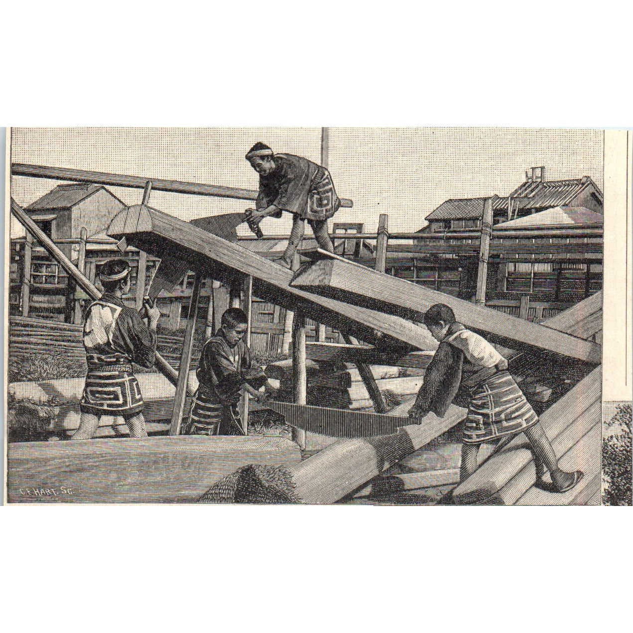 Packing Tea in China 1901 Engraving AF2-A6