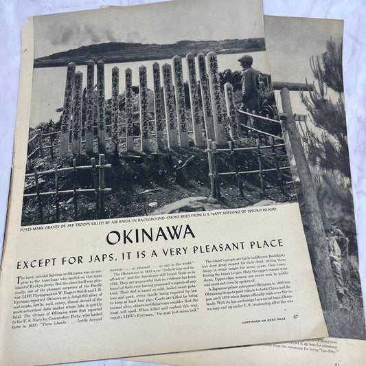 WWII Pacific Theater Okinawa Japan 1945 Life Magazine 3 Page Article V14-1