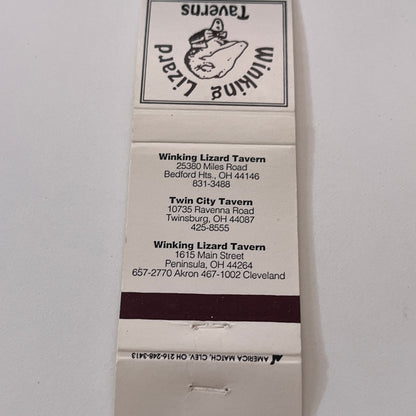 Winking Lizard Tavern Peninsula, Bedford Heights OH Matchbook Cover TB6-MB2-1