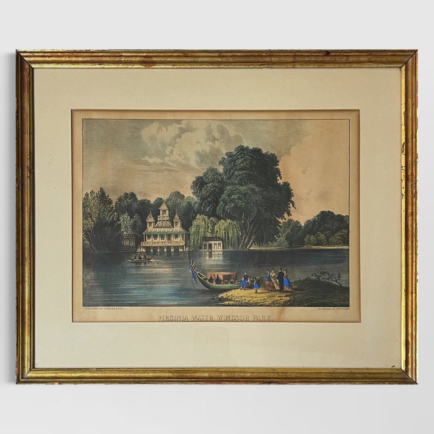 1856 Framed Art Print Currier & Ives - Virginia Water Windsor Park