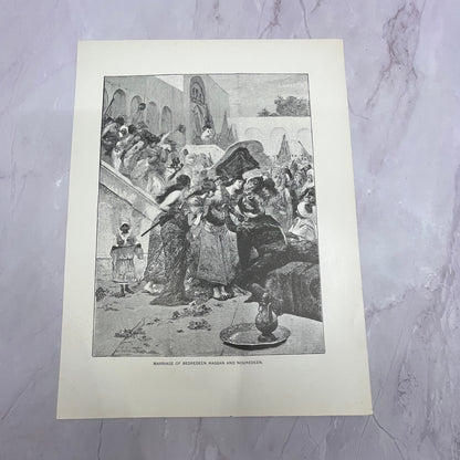 Marriage of Bedredeen Hassan and Nouredeen Engraving 8.5x11.5" Art Print V22