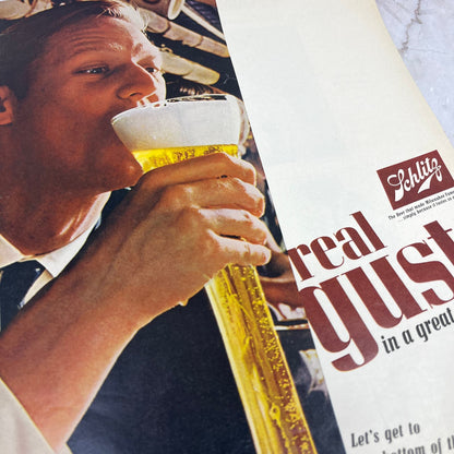 1965 Schlitz Beer Real Gusto 10x13 Magazine Advertisement FL6-7