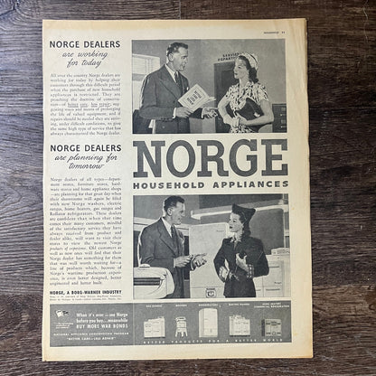 Norge Household Appliances Borg-Warner Detroit Magazine Ad 10x14 V7