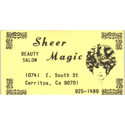 Sheer Magic Beauty Salon Cerritos CA Vintage Business Card SD8-B11