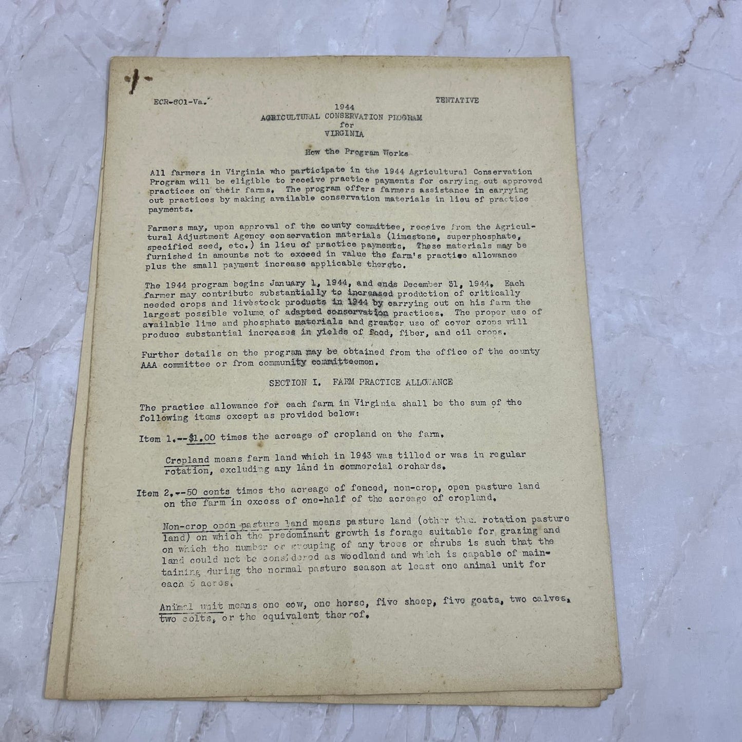 1944 Agricultural Conservation program for Virginia Report TG8-VV