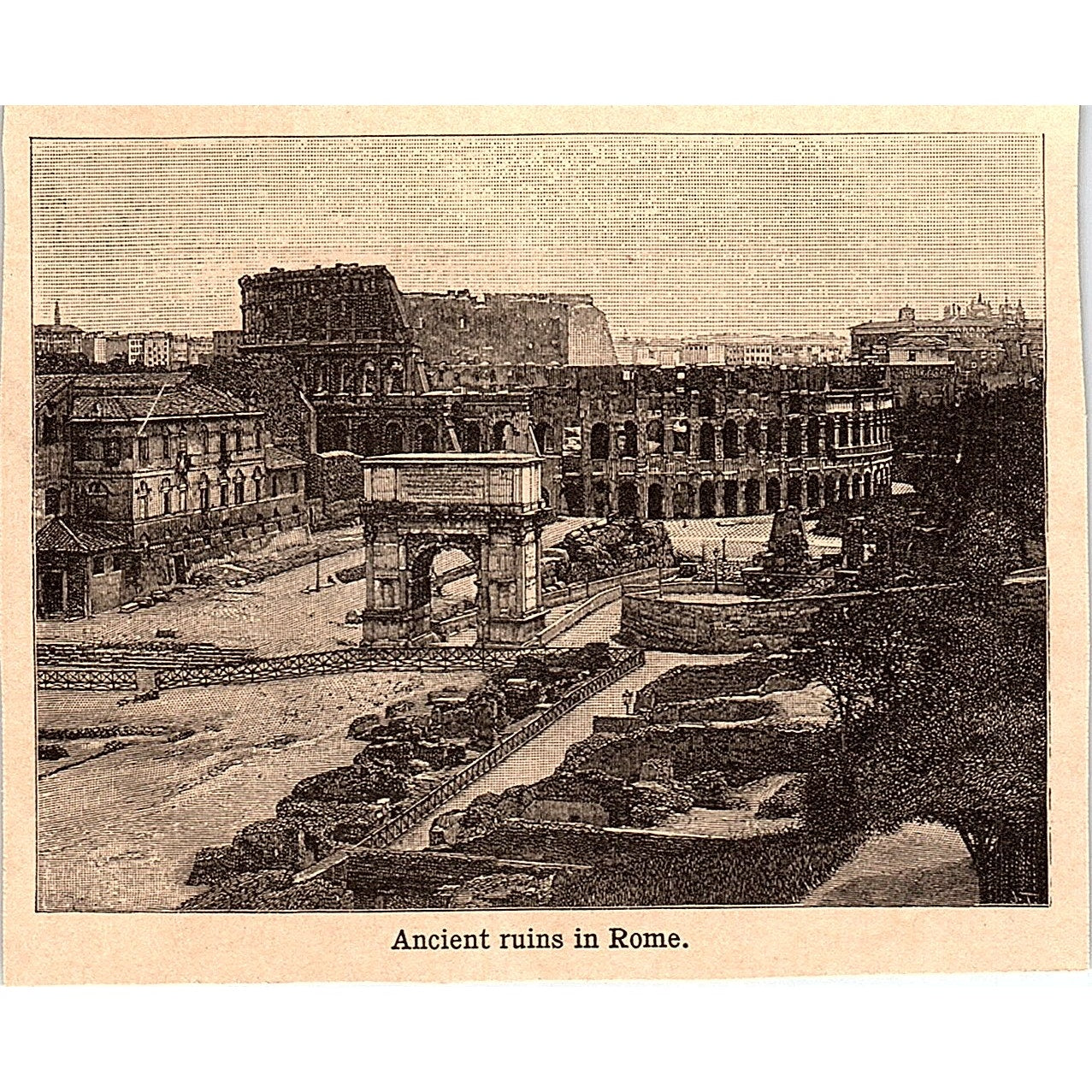 Ancient Ruins in Rome 3x4" 1901 Engraving AF6-M14