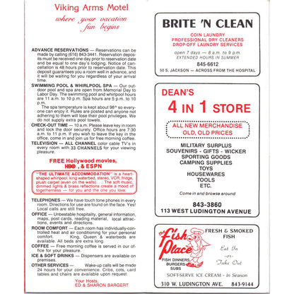 Vintage Ludington Michigan Viking Arms Motel Travel Brochure H5-5