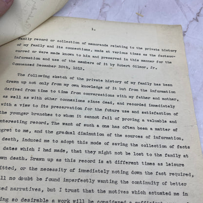1920s Genealogy Packet - Memoirs of the Gilmore Family Robert Gilmor Jr D22