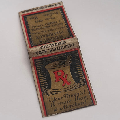 Kinne's Pharmacy Ray E. Kinne Needham MA Vintage Matchbook Cover TB8-MB2-2