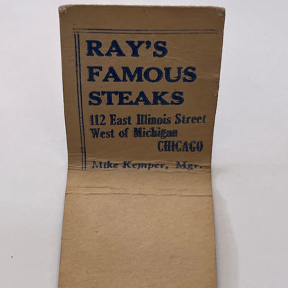 Ray's Famous Steaks of Chicago Mike Kemper Miami Beach FL Matchbook MM2-8