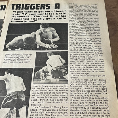 Sammy Goss Vs. Edwin Viruet Boxing Match Recap 2 Pages 1974 Ad AG1-10