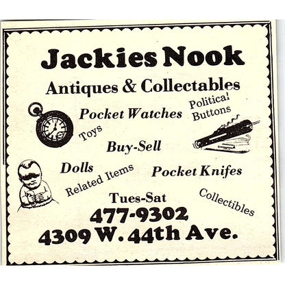 Jackies Nook Antique & Collectibles 4309 W. 44th Ave Colorado 1984 Ad AF9-M4