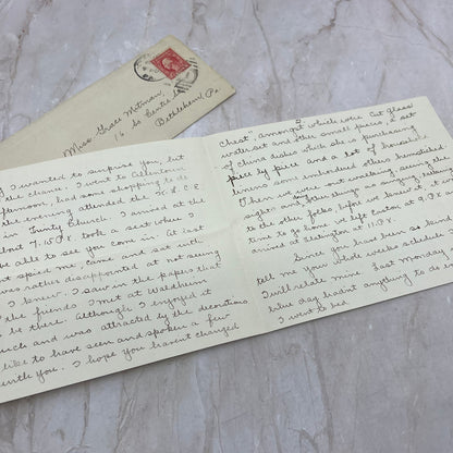 1916 Handwritten Letter Slatington PA to Grace Mitman Bethlehem PA EA5