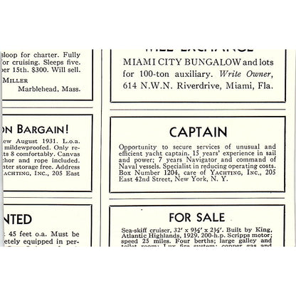 Wm. W. Swan Nautical Nugget Yachting Inc NYC 1932 Ad AG2-M19