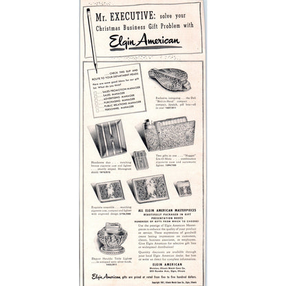 Elgin American Business Christmas Gifts Elgin IL 1951 Magazine Ad D17