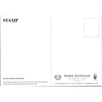 Re-Joined Block of 28 Blacks Mark Bloxham Stamps Ltd Vintage Postcard PE5