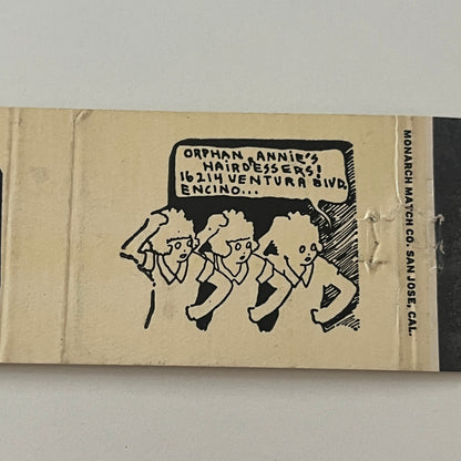 Orphan Annie's Hairdressers Encino CA Vintage Matchbook Cover TB6-MB2-4