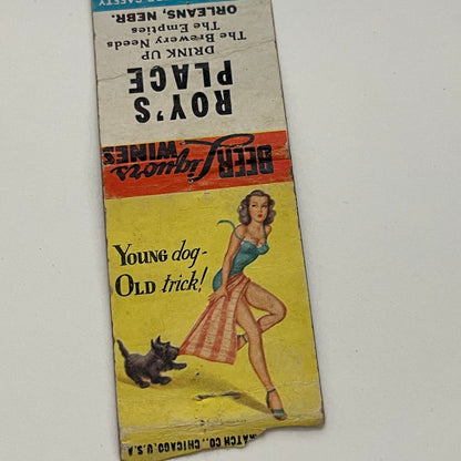Roy's Place Bar Orleans Nebraska Pinup Vintage Matchbook MB59-1