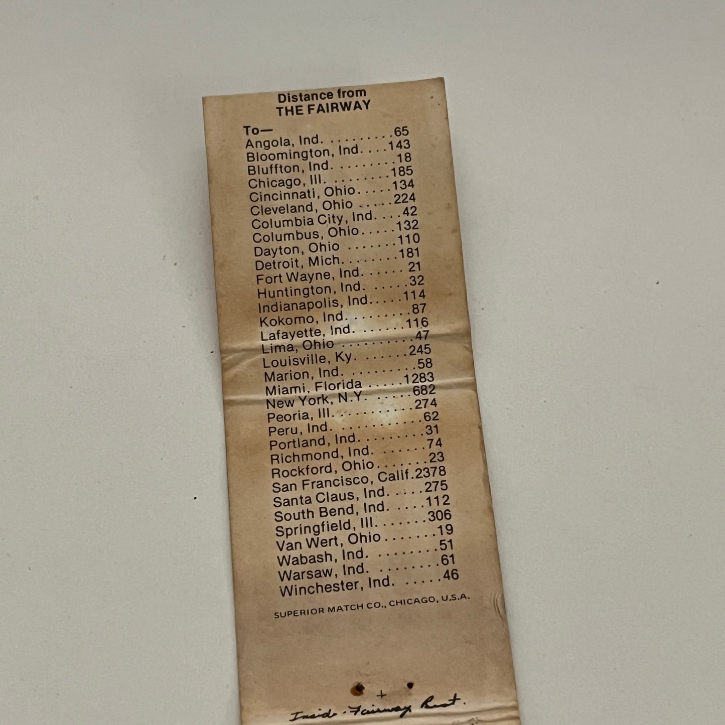 Back 40 Junction Decatur Indiana Vintage Matchbook MB59-1