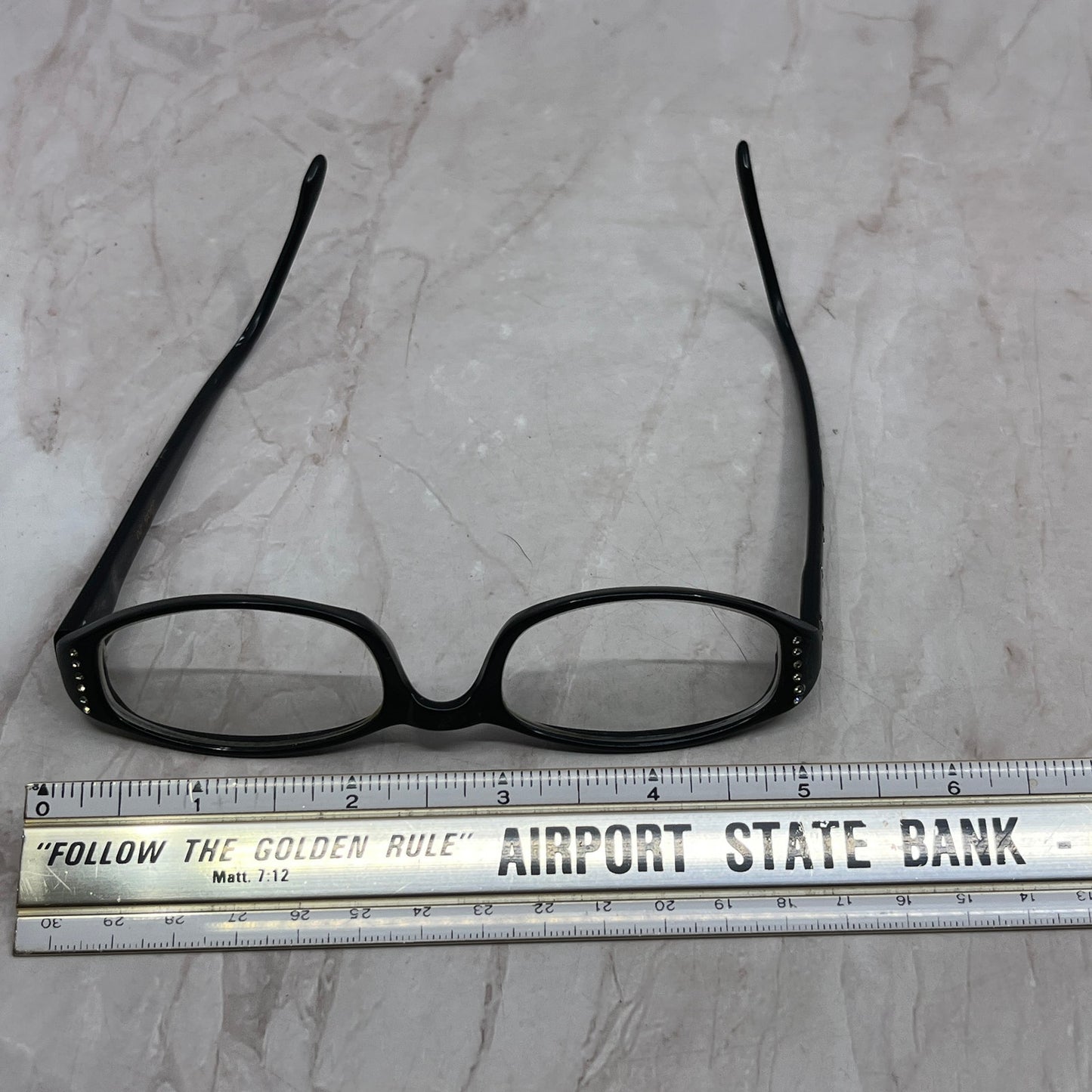Vintage Revue France Black Oval Cat Eye Rhinestone Eyeglasses Frames TH9-G1-8