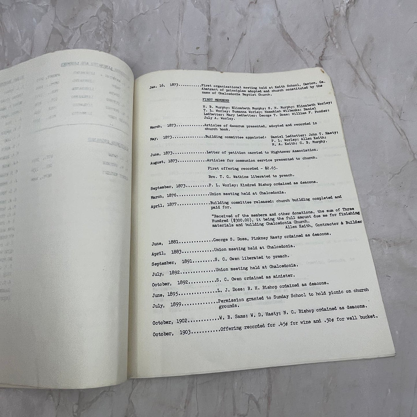 1975 Chalcedonia Baptist Church Annual Report Canton GA TG9-E1