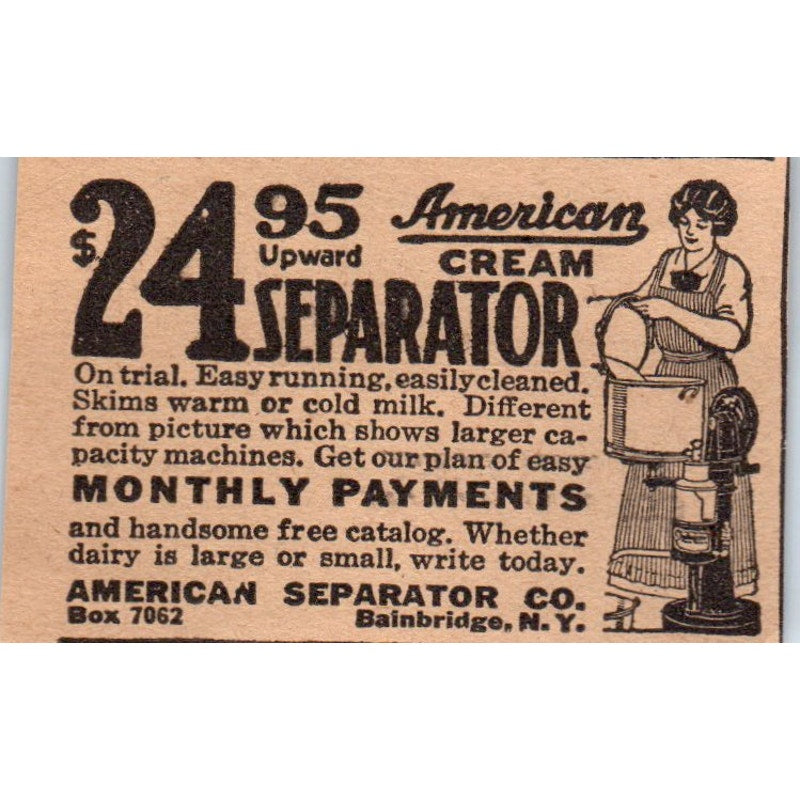 American Cream Separator Bainbridge NY 1922 Magazine Ad AF2-S9