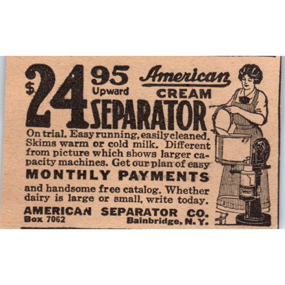 American Cream Separator Bainbridge NY 1922 Magazine Ad AF2-S9