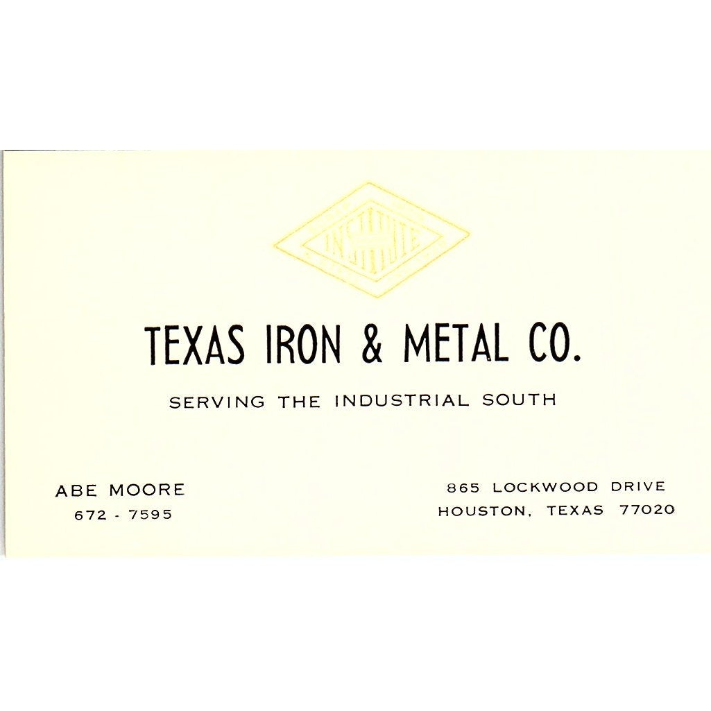 Abe Moore Texas Iron & Metal Co Houston Vintage Business Card SE5-B2